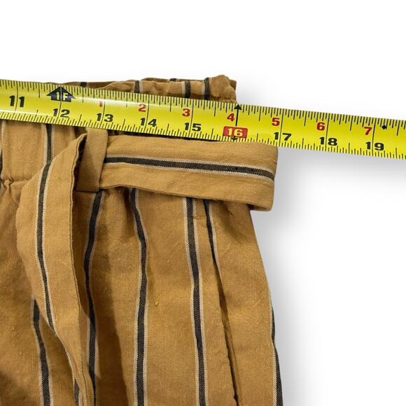 J Jill Emilie Linen Stretch Belted Wide Leg Crop Striped Pants Yellow Size Small - Picture 12 of 14